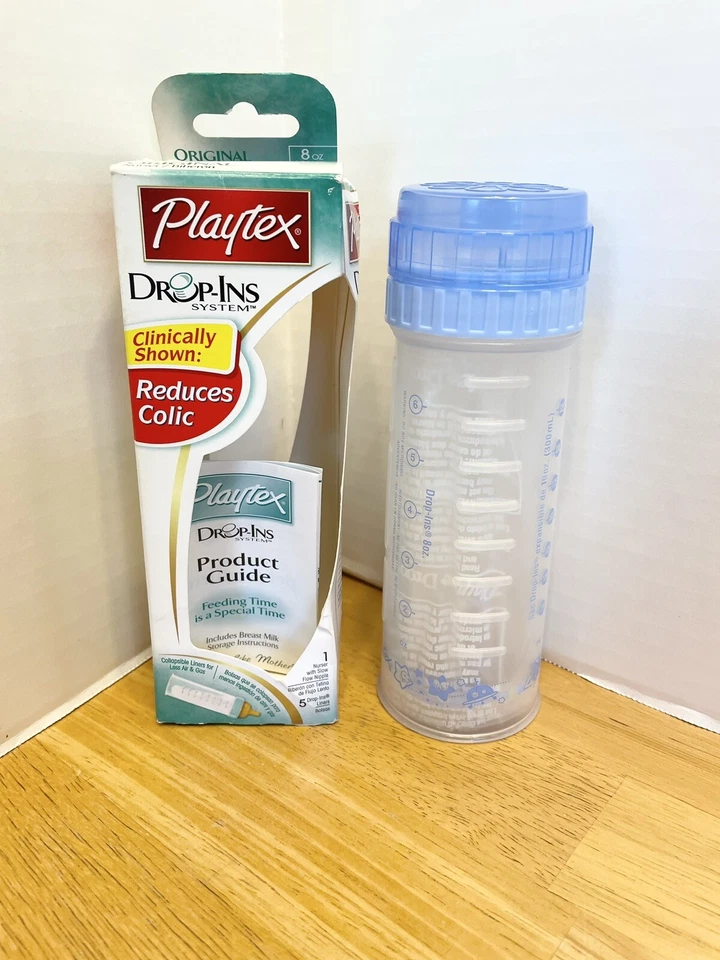 2 Playtex Original Nurser Bottles With 5 Drop Ins Liners Each 8 - 10 Oz Pink