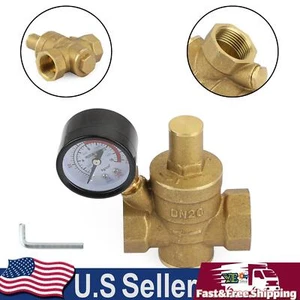 DN20 3/4" Brass Adjustable Water Pressure Reducing Regulator Valves With Gauge * - Picture 1 of 12