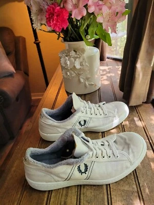VTG 80s FRED PERRY ETONICS Tennis Low Top White/Navy Sneakers 10 forDisplay Only - Image 1 of 4