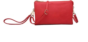 Kaleidoscope Riley Vegan Crossbody Bag Purse w Shoulder Strap & Wristlet RED - Picture 1 of 3