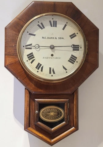 Antique HAC Hamburg Clock Co. Germany Octagon Drop School House Regulator Clock Cover