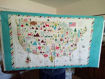 Panel de tela acolchada Windham Fabrics Coast to Coast azul multicolor algodón RARO Foto 1 de 4