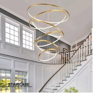 35" Moderner LED Kronleuchter 6 Ringe Gold mit Fernbedienung Dimmbar 3000K-6000K  - Bild 1 von 7