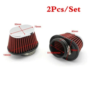 2pcs Air Intake Filtesr Pod Cleaner 55mm Washable Fit For Motorcycle Scooter Car - Picture 1 of 7