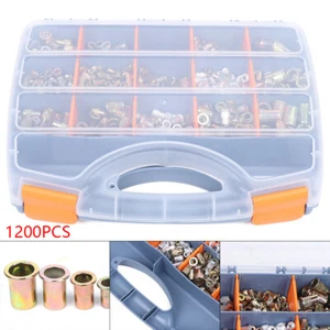 Juego de tuercas de remache de acero de 1200 piezas caja surtida tuercas de remache ciegas kit de tuercas de remache - Imagen 1 de 10