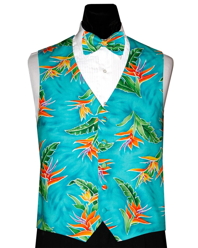 Men's Bird Of Paradise Tuxedo Vest and Bow Tie - Image 1 of 1