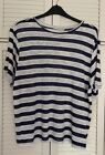 Navy White Stripe Short Sleeve Top T Shirt Size 18 TU Woman NEW With Tags