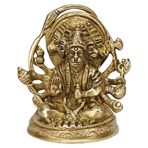 Brass Panchmukhi Hanuman Ji Statue Bajrangbali Sankat Mochan Idol 3.5 Inch - Picture 1 of 5