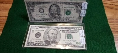 1993 &1996 U.S. LAST SMALL HEAD & FIRST LARGE HEAD 50 DOLLAR NOTES - Image 1 of 4