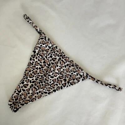 Victoria's Secret Black Beige Leopard Print V-String Thong Panties Size XL BNWT - Image 1 of 4