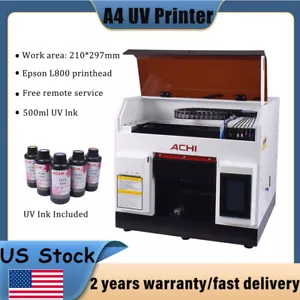ACHI A4 UV Drucker Flachbettdrucker Desktopdrucker Metall Handyhülle Glasschild - Bild 1 von 15