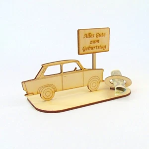 Coche tiempos de la RDA Trabi como regalo de dinero, diferentes carteles, pensión de cumpleaños - Imagen 1 de 19