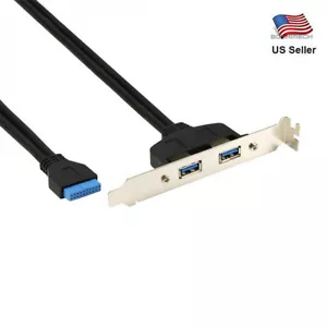 PCI 20 Pin Header to 2 Ports USB 3.0 Female Back Panel Cable Bracket - Picture 1 of 2