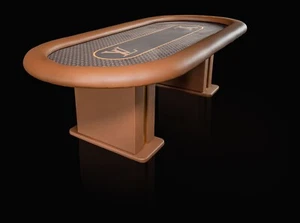 Full Brown leather LV Poker Table Custom Made By Customtables For 10 Players - Picture 1 of 8