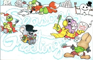 Jahreszeitengrüße, Zahnarzt Humor Postkarte gestempelt 1991 - Bild 1 von 2