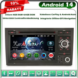 8-Kern 64GB Android 14 GPS Autoradio Wifi für AUDI A4 S4 RS4 8E RNS-E SEAT EXEO - Bild 1 von 24