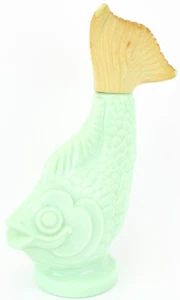 1970s Vintage Blue Green Jadeite Glass Koi Fish Decanter Empty Avon Bottle - Picture 1 of 10
