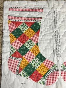 Vintage Springs Mills Weihnachtsstrumpf schneiden & nähen gesteppter Stoff Panel #4667 Patch - Bild 1 von 7
