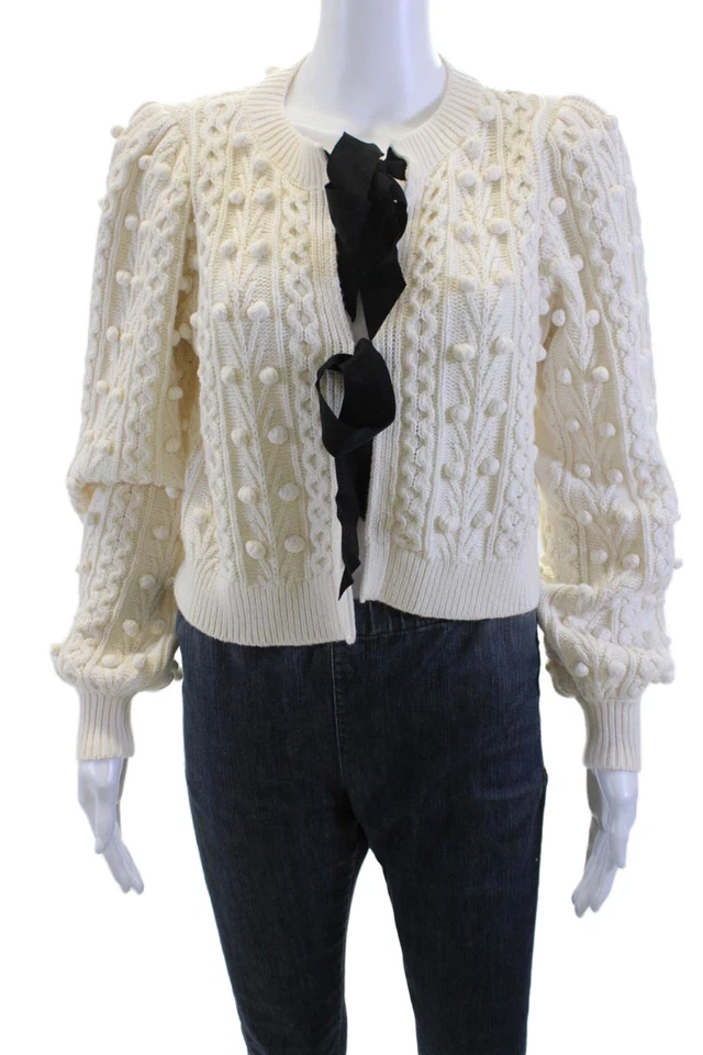 Alice + Olivia Women Cardigan White Long Sleeve Size S - Image 1 of 4