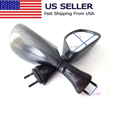 Espejos retrovisores de carreras negros para 98-02 Kawasaki Ninja ZX6R 98-03 ZX9R 06-08 650R Foto 1 de 4