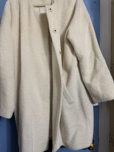 EILEEN FISHER Alpaca Ivory Cocoon Coat Bemberg Lining Women's Large - Picture 1 of 6