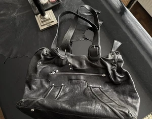 Tasche Bag Strenesse Gabriele Echte Leder Schwarz Original   40 cm Gute Zustand  - Bild 1 von 15