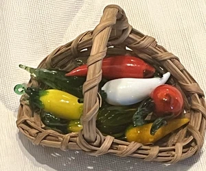 Lotto 9 casa delle bambole vintage in miniatura vetro soffiato a mano verdure con cestino *LEGGI* - Foto 1 di 13