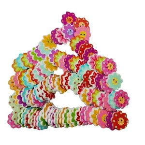 100pcs Wood Buttons Flower Pattern Sewing Sewing Buttons - Picture 1 of 7