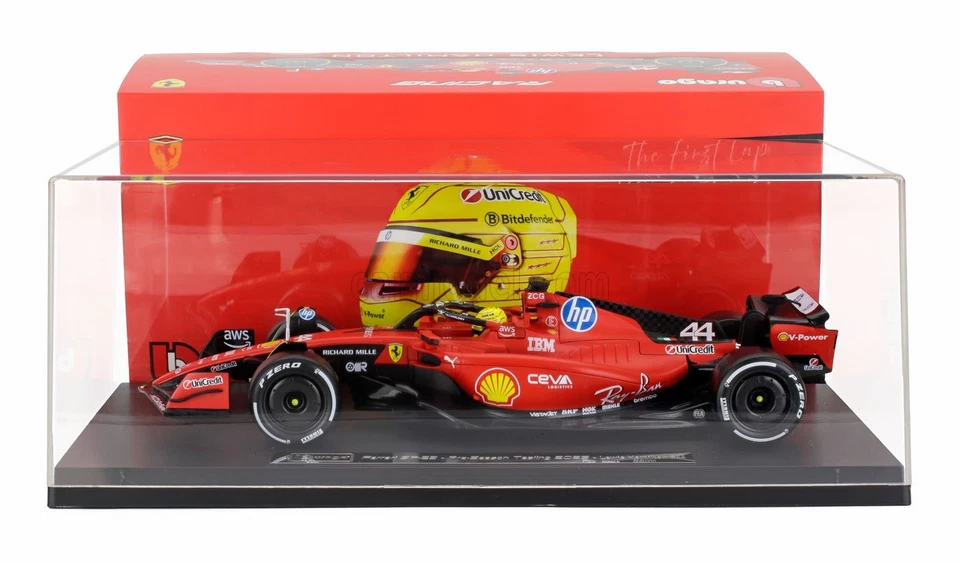 FERRARI F1 SF23 #44 TEST FIORANO 2025 HAMILTON CON VETRINA 1/18 BURAGO 18-16820H