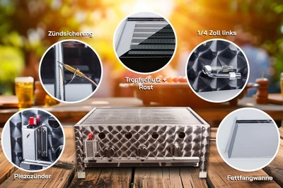 Gazcamp Gastrogrill Gasgrill Gastrobräter 10,0 kW 3-flammig 70 x 56 x 31 cm - Bild 1 von 4