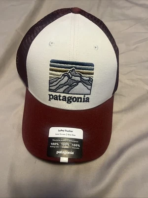 Patagonia LoPro Trucker Corona Baja Blanco Secuoya Rojo Sombrero OS Nuevo Foto 1 de 4