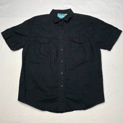 Top Retro Años 90 DE COLECCIÓN Emporio Gitano Para Hombres Talla M Negro Manga Corta Abotonable Foto 1 de 4