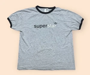 Vintage Adidas Y2K Superstar Ringer T-Shirt Herren Medium Grau Vintage 2000s - Bild 1 von 4