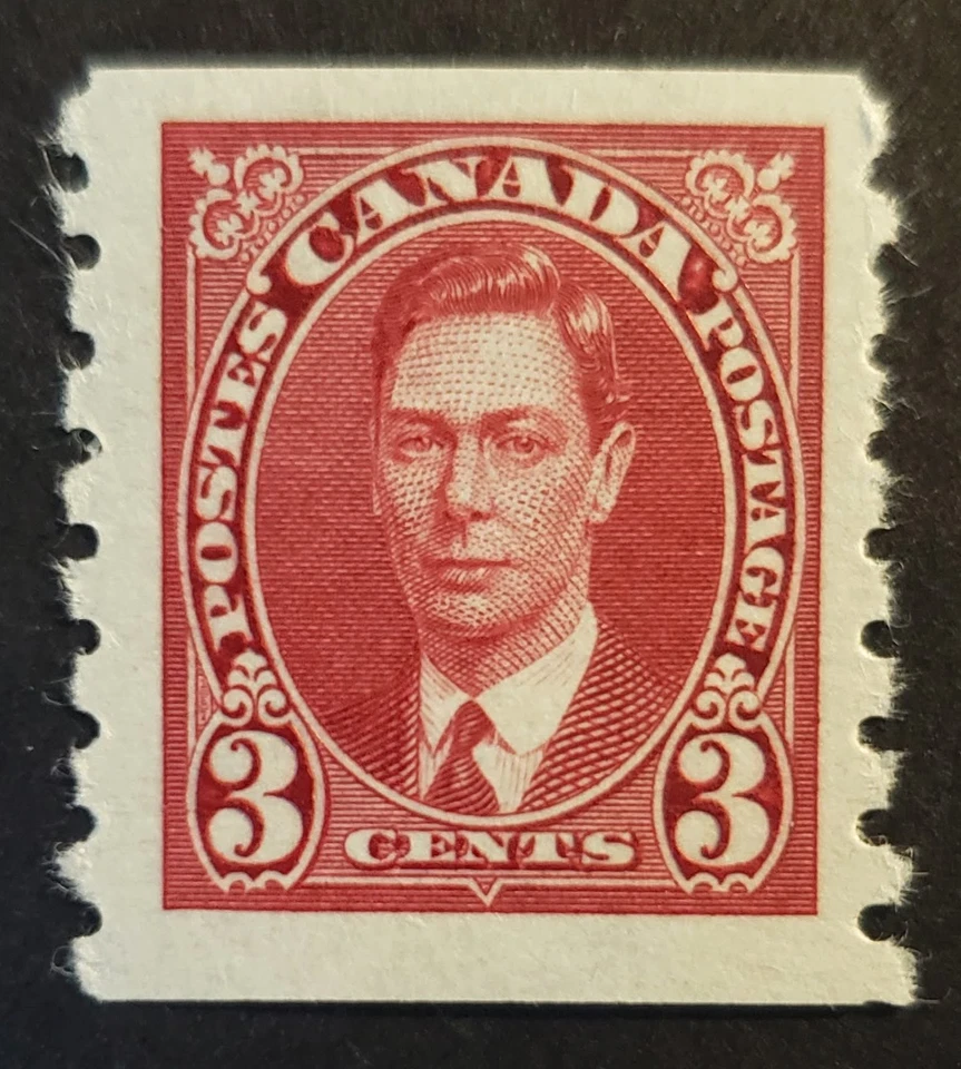 Stamps Canada Mint: #240  3c carmine Geo. Vl single coil stamp  VF MLH - Image 1 of 1