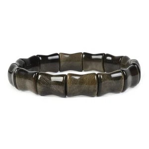 Goldene Obsidian 16 mm Bambus Knochen Form Perlen Armbänder 7 Zoll - Bild 1 von 2