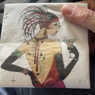 AMSCAN USA Art Deco Party Beverage Napkins (16 Pack) Chic Ladies White Cocktail Charleston