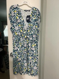 Lands End Women's 2X Dress Fish All Over Print Fixed Wrap FREE SHIPPING NWT - Picture 1 of 3