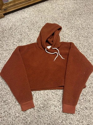 Gilly Hicks Sudadera con Capucha Recortada Esponjosa Cálida Sherpa Vellón Piel Mujer Talla L Óxido Foto 1 de 2