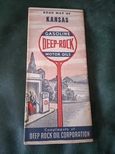 RARE !!! 1945 Deep Rock Road Map: KANSAS USED - Picture 1 of 4