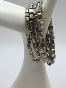 MARLYN SCHIFF 4 Stretch Bracelets ~ Metal Silver Tone - Picture 1 of 4
