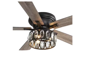 Breezary Jemore 52" Flush Mount Black Crystal Ceiling Fan Light Kit Remote - Picture 1 of 13
