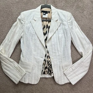 Roberto Cavalli Just CAVALLI Blazer 42 Off White Baumwolle Knopf Jacke Italy - Bild 1 von 10