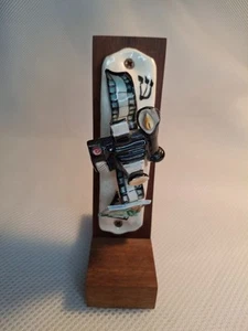 JUDAICA MEZUZAH CERAMIC HANDPAINTED OLD TIME CAMERA FILM AND PHOT0 ARTIST SIGNED - Picture 1 of 4