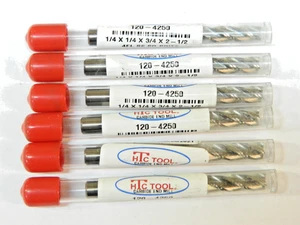 6 pcs.  1/4" Solid Carbide 4 Flute Center Cutting End Mills HTC TOOL  120-4250 - Foto 1 di 7