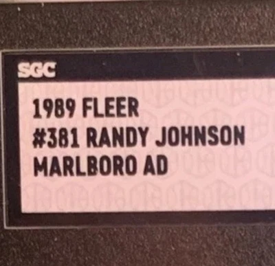 1989 Fleer RANDY JOHNSON Rookie“MARLBORO AD” Error SGC 8.5 ( RC ) #381 - Image 1 of 3