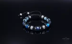 Edelstein Herren Armband Saphir Kyanit Aquamarin Hämatit LIMITED EDITION - Bild 1 von 10