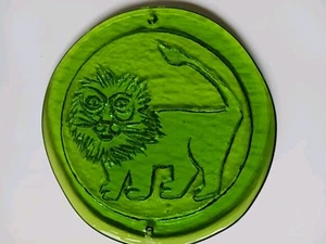 Vintage Blenko Glass Leo The Lion Zodiac Art Glass Two Hanging Holes 8 Inches - Picture 1 of 6