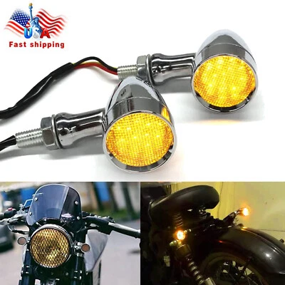 Luz de señal de giro ámbar bala 20 LED cromada para motocicleta 2 piezas para Harley Softail Foto 1 de 4