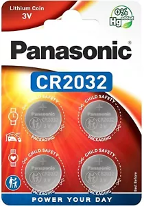 Panasonic CR2032 Lithium 3V Coin Battery BR/DL2032-Car Key Fob Toys -2034 Expiry - Picture 1 of 19