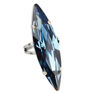 Grevenkämper Ring Swarovski Kristall verstellbar Navette blau Denim Blue - Bild 1 von 7